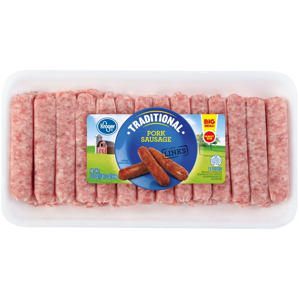 slide 1 of 1, Kroger Traditional Pork Sausage Links - Family Pack, 23.2 oz