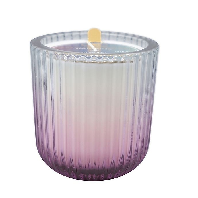 slide 1 of 1, O&O by Olivia & Oliver Bohemian Teakwood Fluted Glass Votive Candle, 9 oz