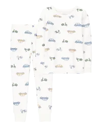 Carter's Toddler 2-Piece Car Print PurelySoft Pajamas Ivory 3T