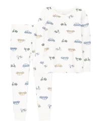 Carter's Toddler 2-Piece Car Print PurelySoft Pajamas Ivory 3T