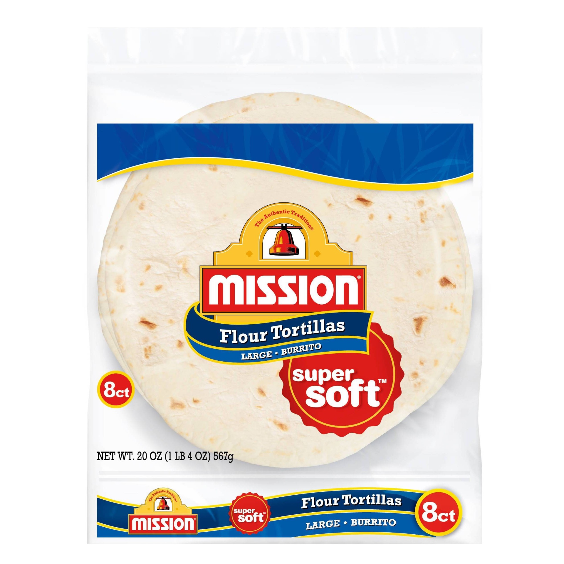 slide 1 of 1, Mission Large Burrito Flour Tortillas, 8 ct