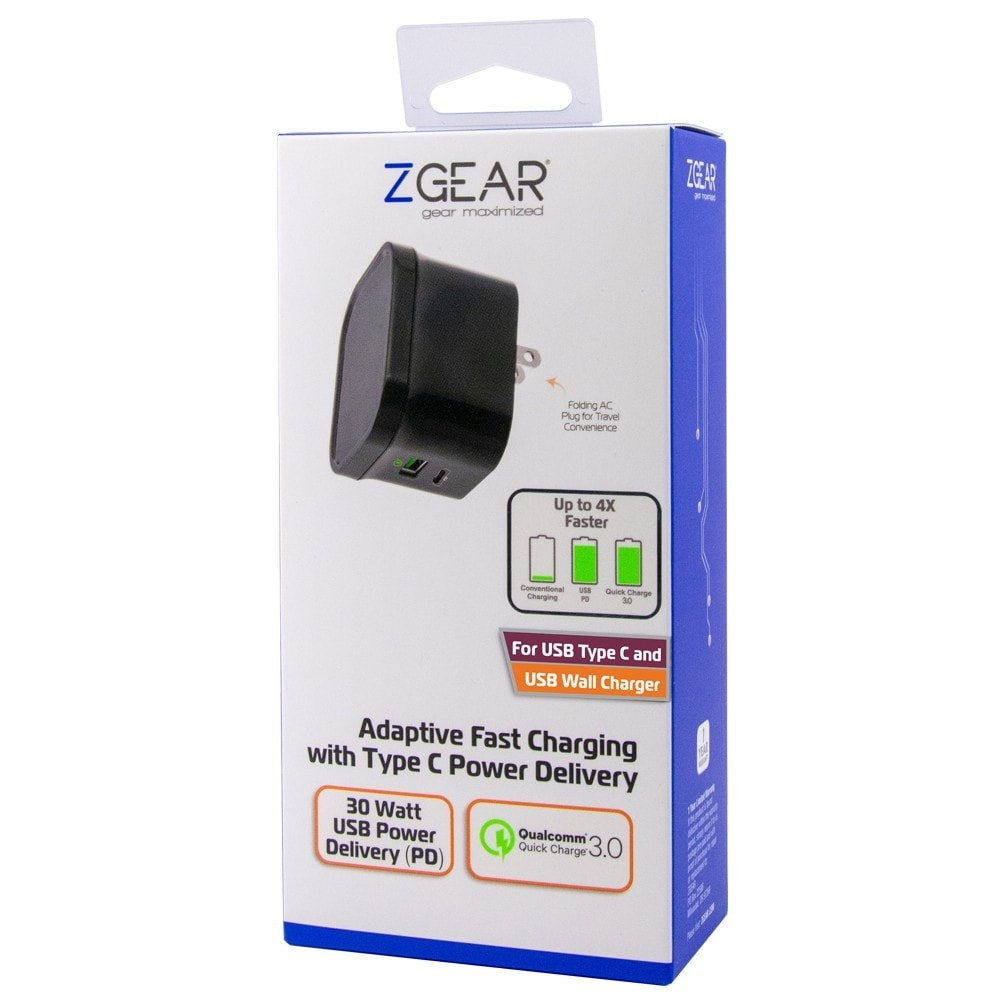 slide 1 of 1, Zgear Qualcomm Quick Wall Charger - Black, 1 ct