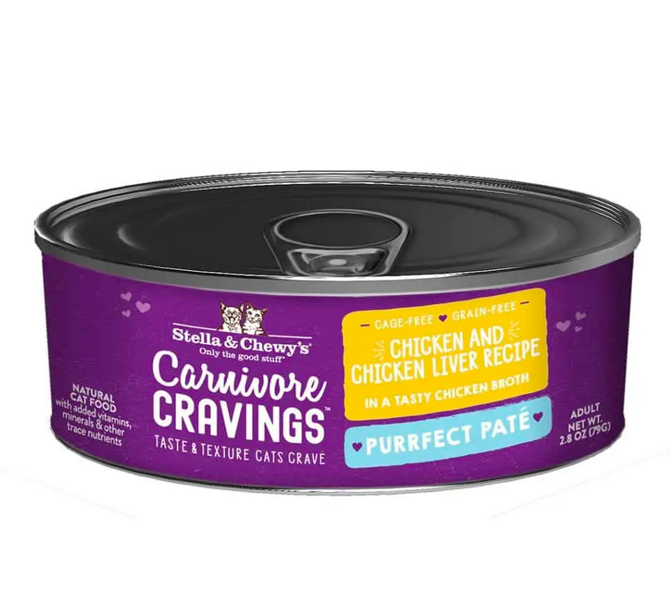 slide 1 of 1, Stella & Chewy's Carnivore Cravings Purrfect Pate Chicken & Chicken Liver Recipe Wet Cat Food, 2.8 oz., 2.8 oz