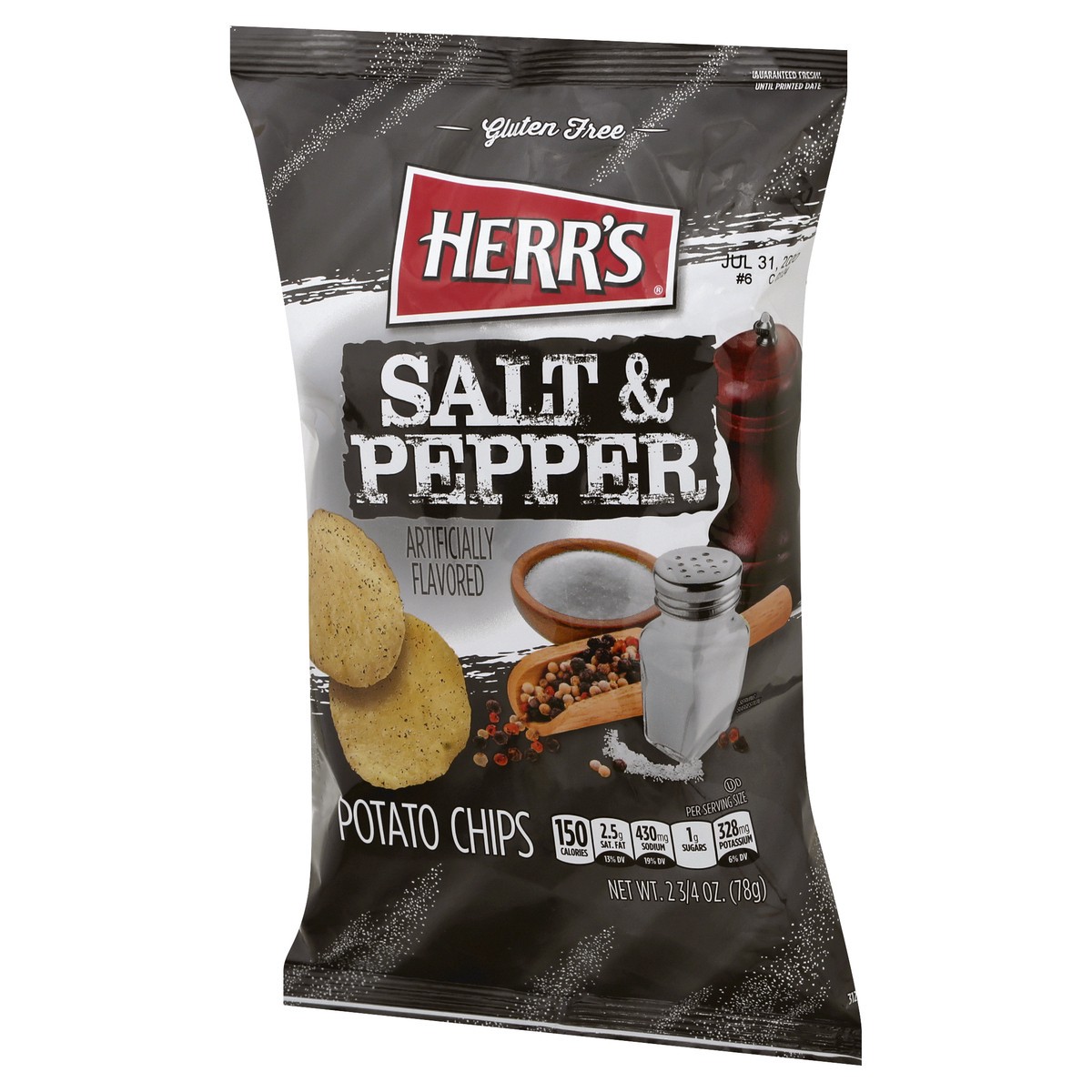 slide 3 of 10, Herr's Potato Chips, Salt And Pepper, 2.34 oz