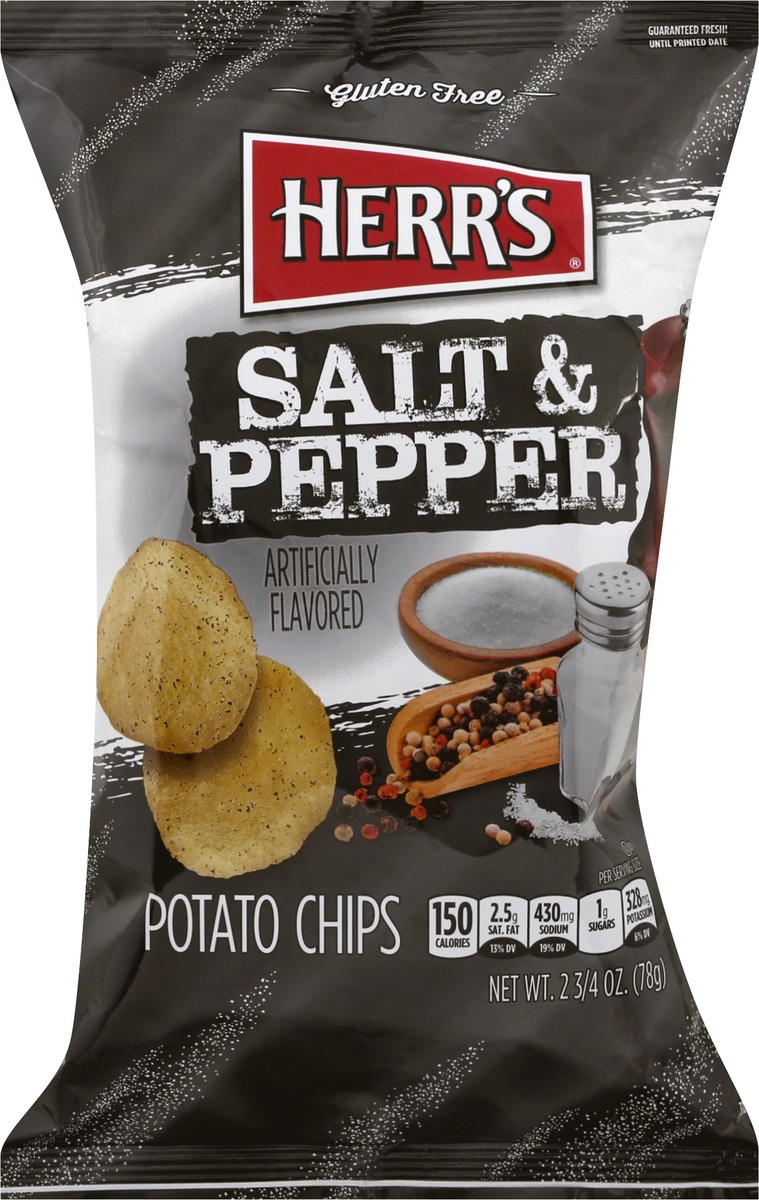 slide 9 of 10, Herr's Potato Chips, Salt And Pepper, 2.34 oz