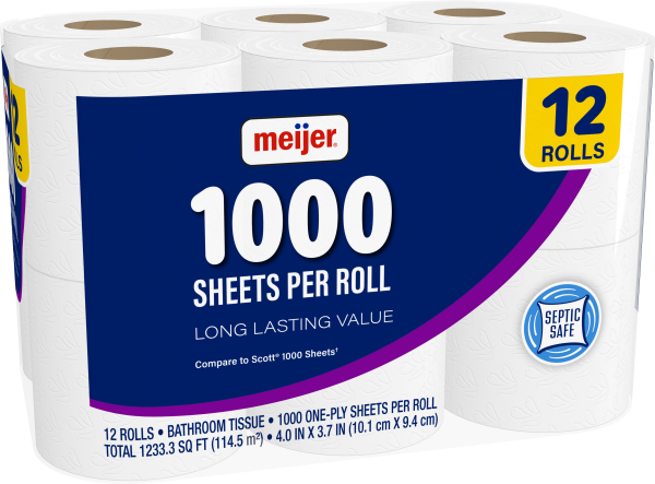 slide 4 of 10, Meijer Bath Tissue, 1000 sheets, 12 rolls