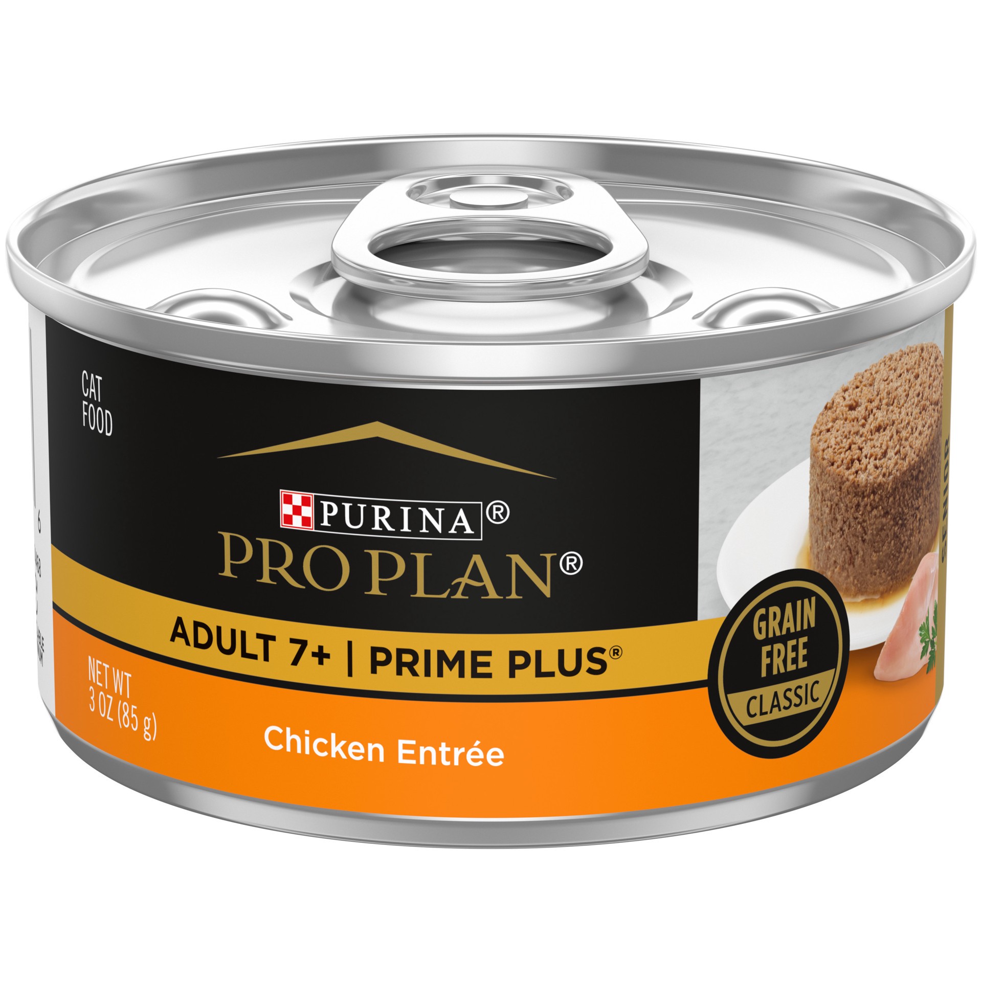 slide 1 of 7, Pro Plan Purina Pro Plan Grain Free Senior Wet Cat Food Pate, SENIOR Adult 7+ Prime Plus Chicken Entree, 3 oz