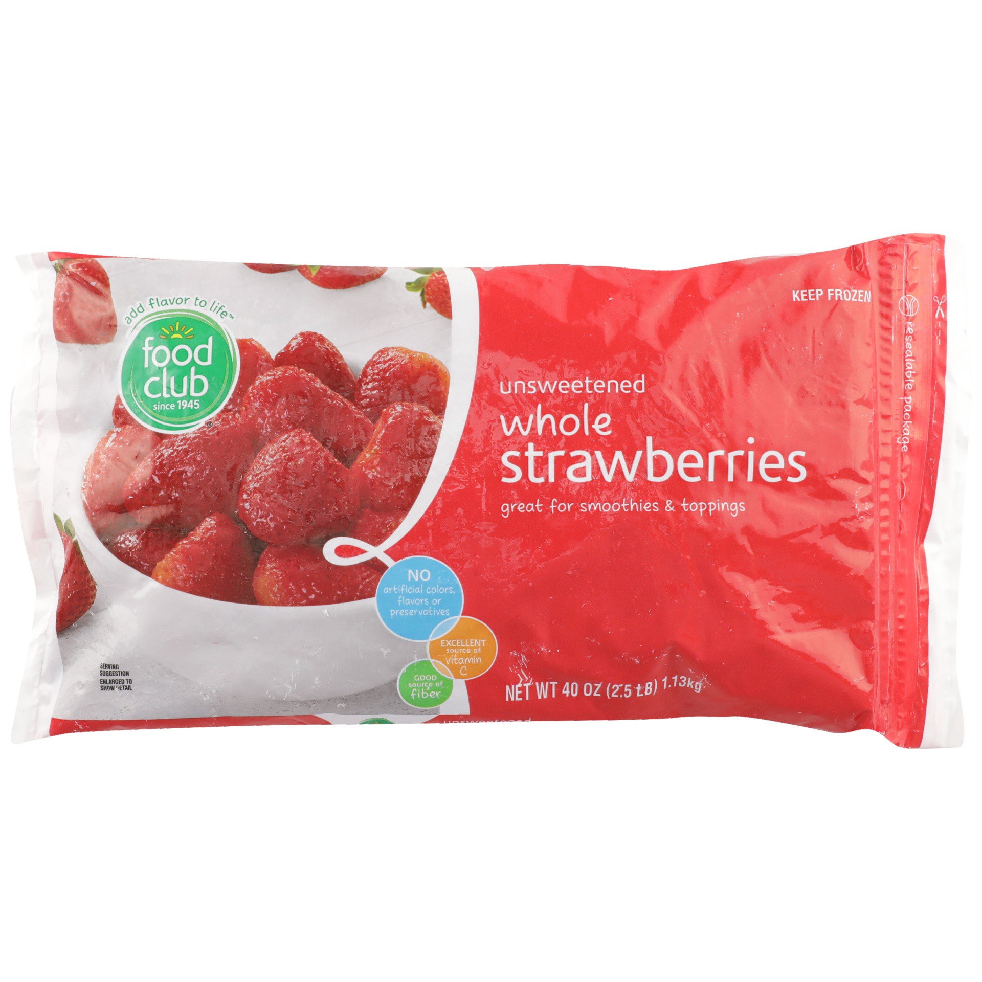 slide 1 of 6, Food Club Frozen Whole Strawberries, 32 oz