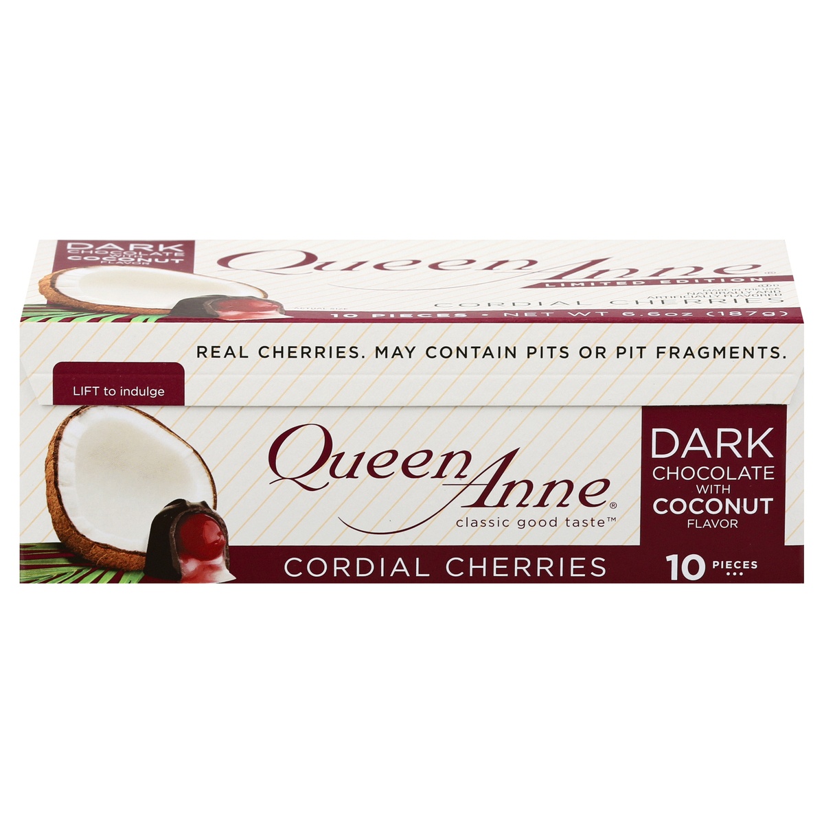 slide 1 of 1, Queen Anne Dark Chocolate Coconut Cordial Cherries, 6.6 oz