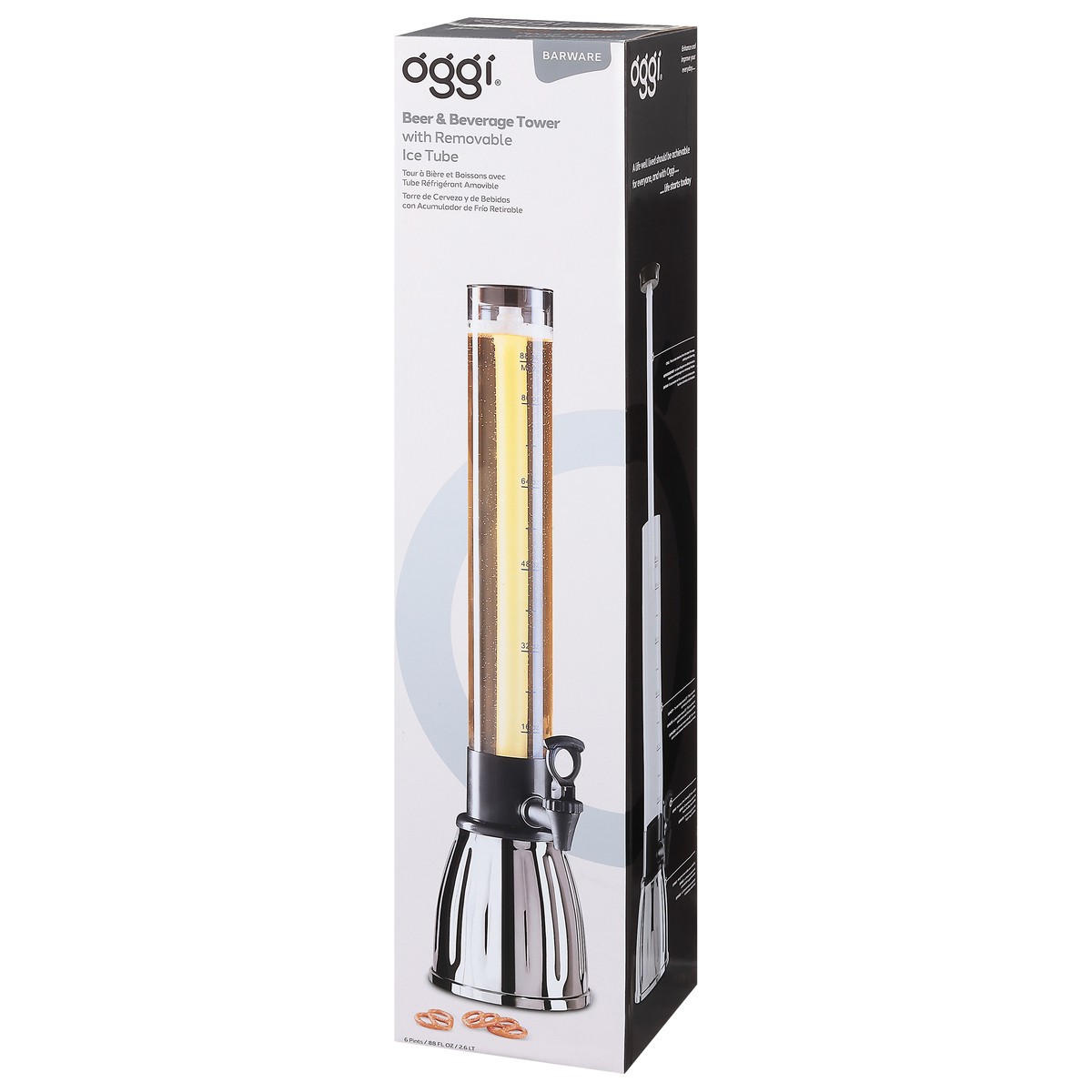 slide 8 of 11, Oggi Beer & Beverage Tower Barware with Removable Ice Tube 1 ea, 88 oz