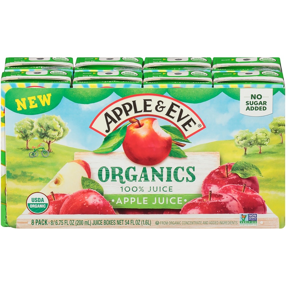 slide 1 of 8, Apple & Eve Organics 100% Apple Juice, 3 ct; 6.75 fl oz