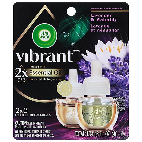 slide 1 of 1, Air Wick Vibrant Plug-in Scented Oil Lavender & Waterlilly Refills - 2-.67 Fl. Oz., 0.67 fl oz
