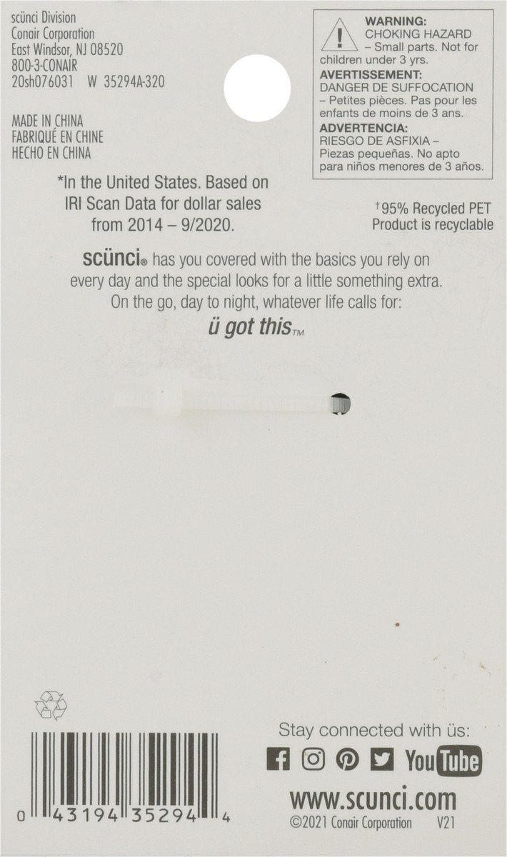 slide 5 of 9, Conair Scunci Consciously-Minded Jaw Clip, Black, 1 ct