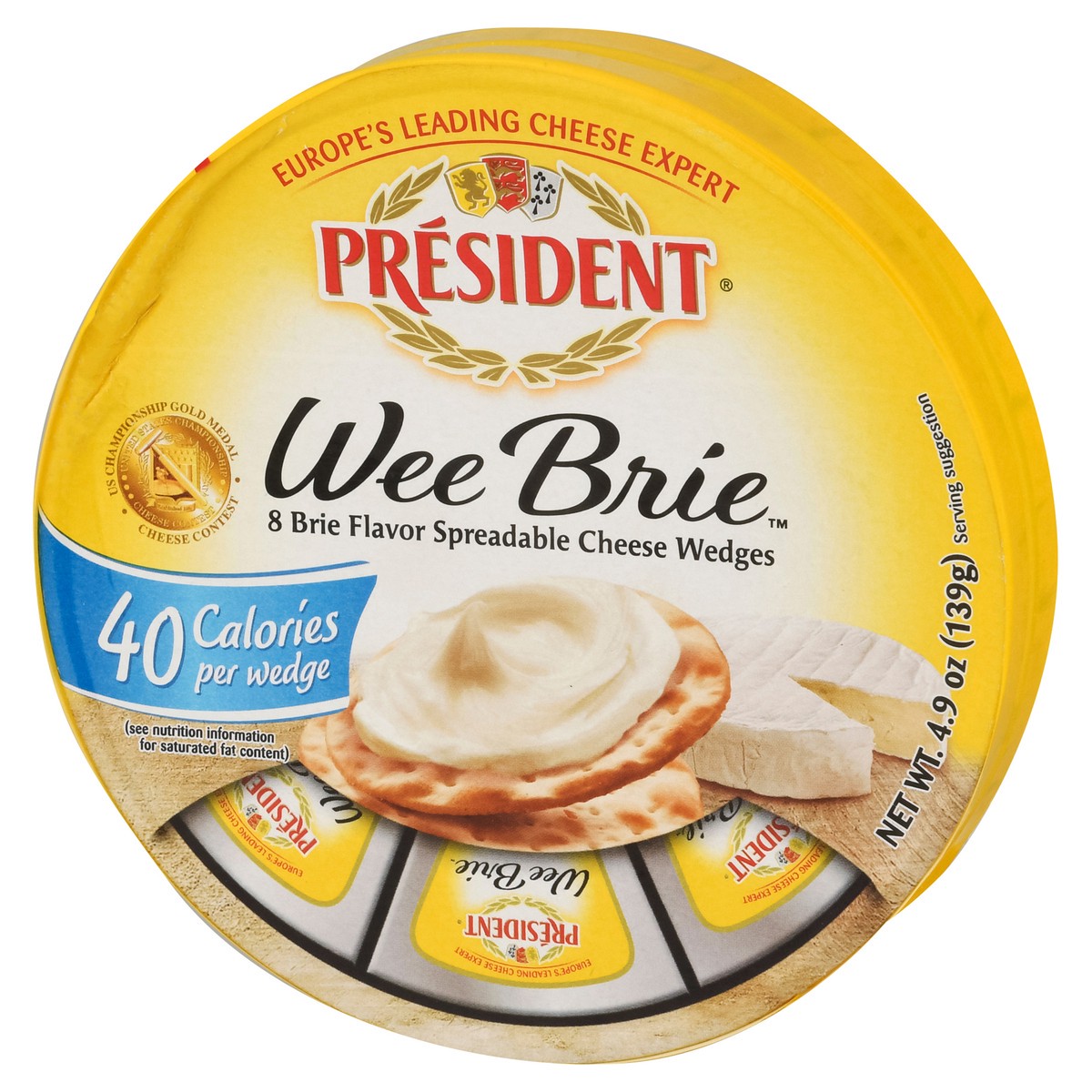 slide 9 of 13, Président Wee Brie Spreadable Brie Flavor Cheese Wedges 8 ea, 8 ct