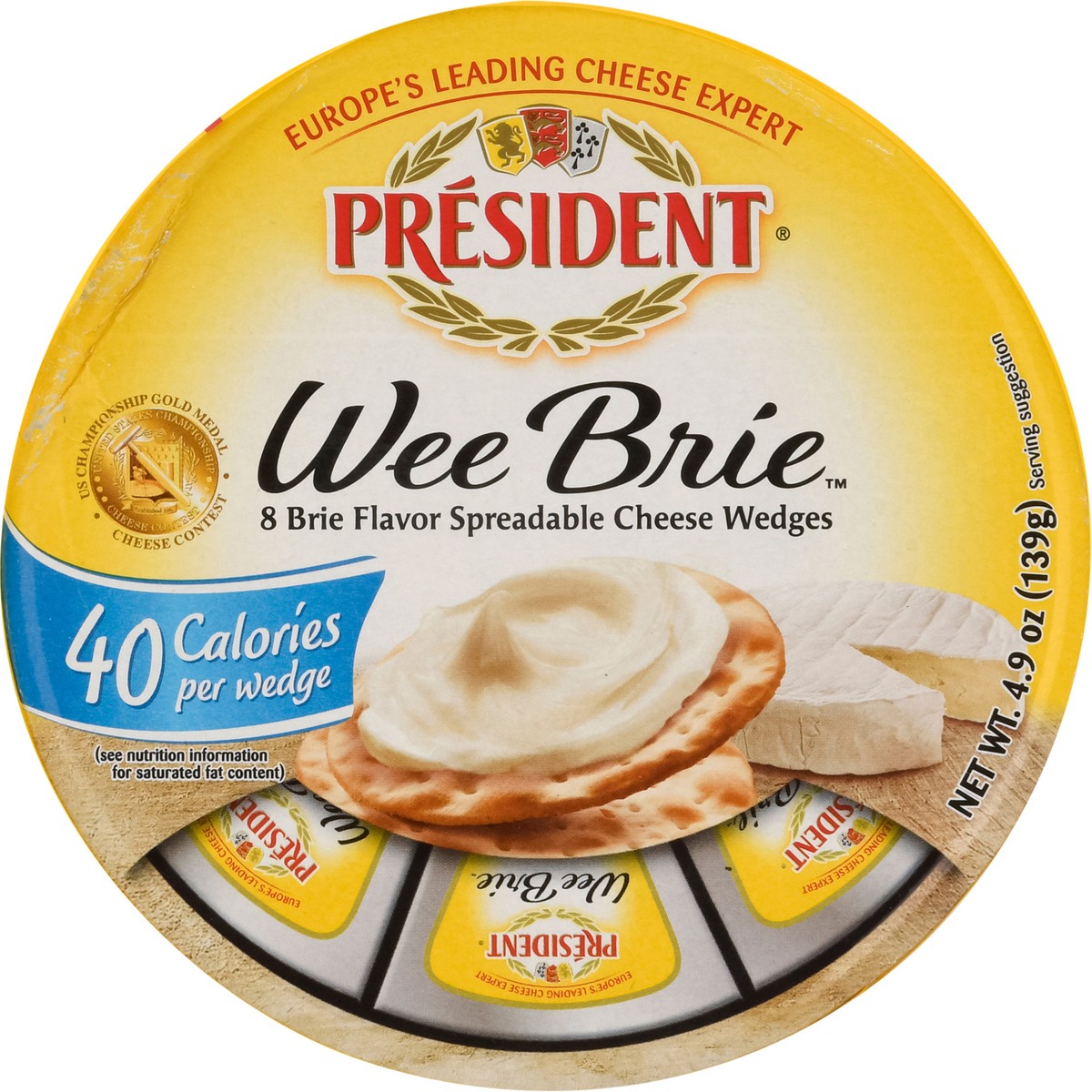 slide 8 of 13, Président Wee Brie Spreadable Brie Flavor Cheese Wedges 8 ea, 8 ct