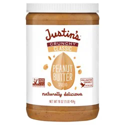 Justin's Crunchy Classic Peanut Butter Jar 16 oz