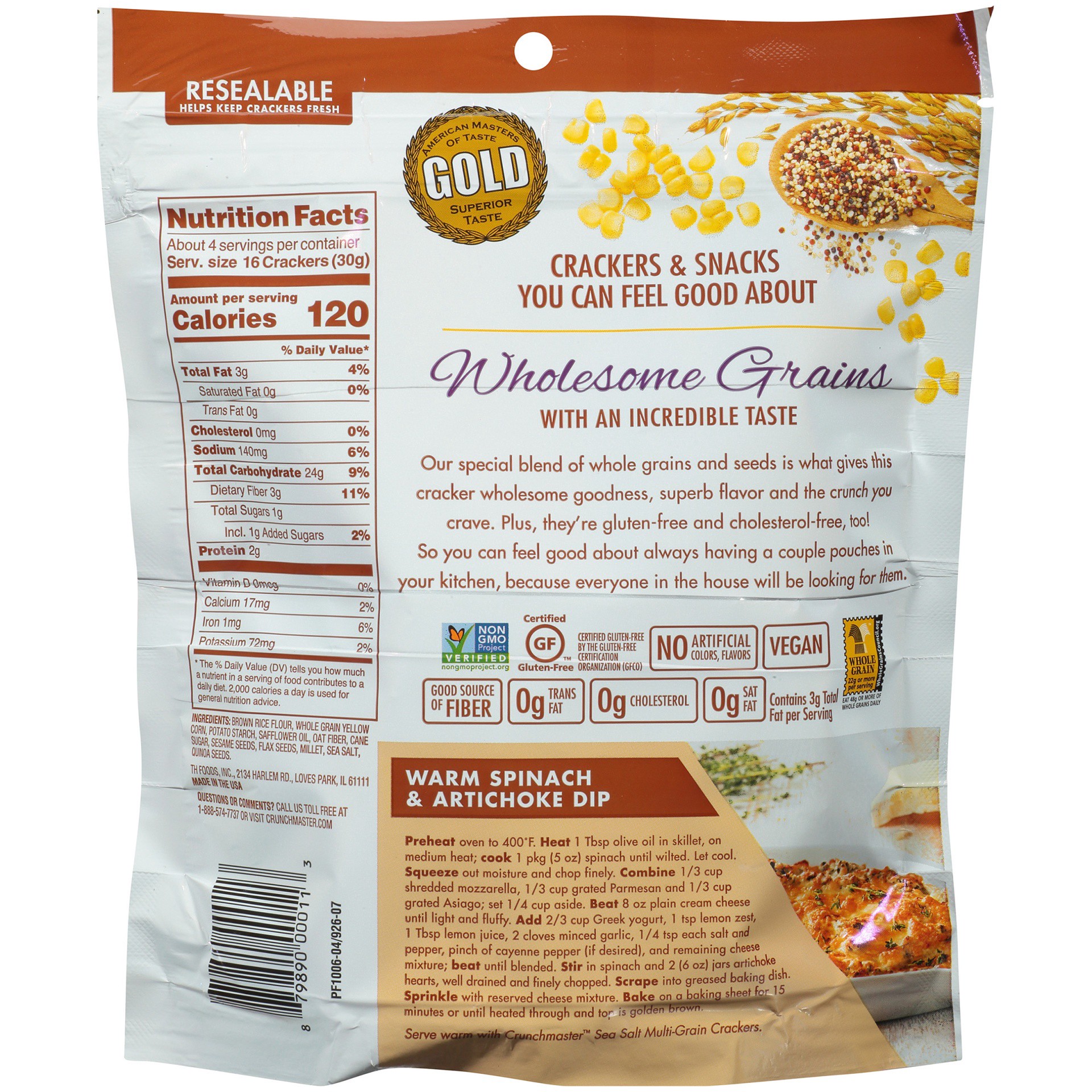 slide 6 of 6, Crunchmaster Gluten Free Sea Salt Multi-Grain Crackers, 4.5 oz