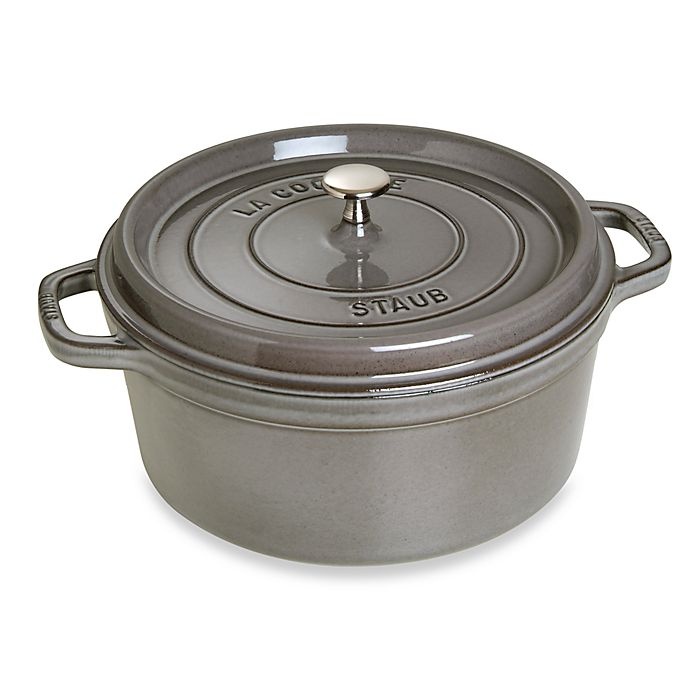 slide 1 of 1, STAUB Round Cocotte, Graphite, 5.5 qt