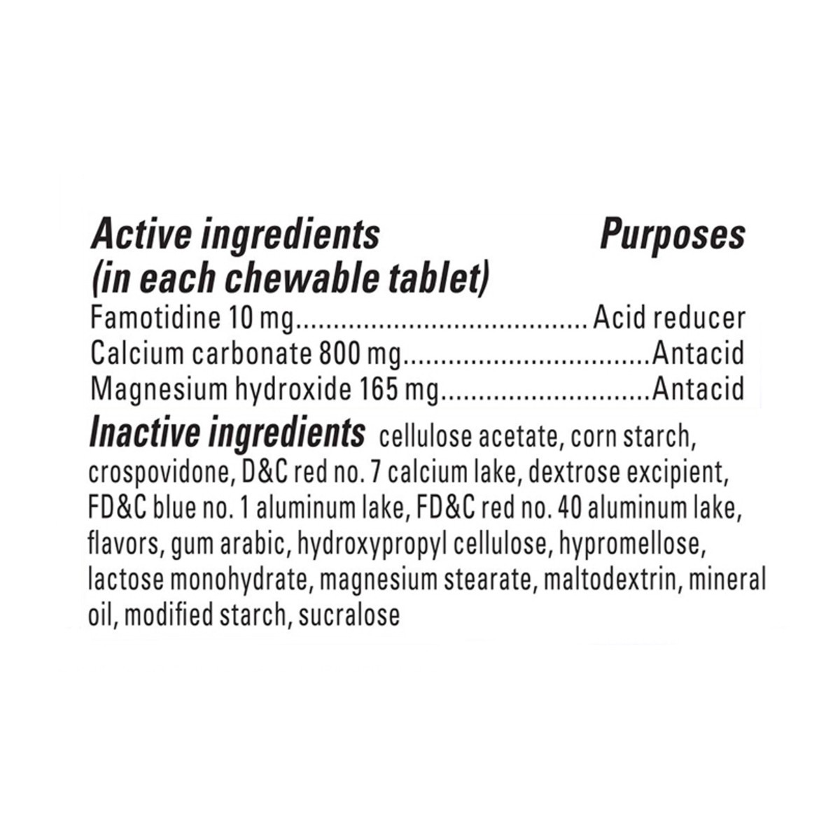 slide 8 of 12, Pepcid Complete Acid Reducer + Antacid Chewables, 10 mg Famotidine, 800 mg Calcium Carbonate & 165 mg Magnesium Hydroxide per Tablet, Acid Reducer + Antacid Chews for Heartburn, Berry, 25 Ct, 25 ct