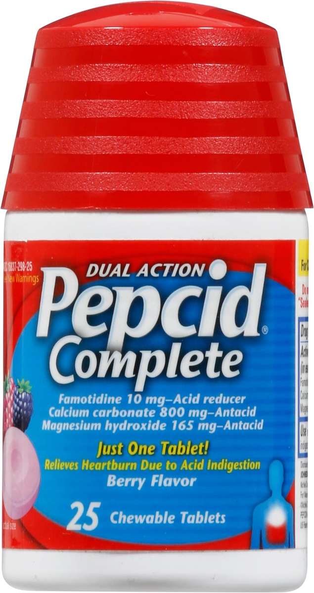 Pepcid Complete Acid Reducer + Antacid Chewables Famotidine Calcium Carbonate & Magnesium