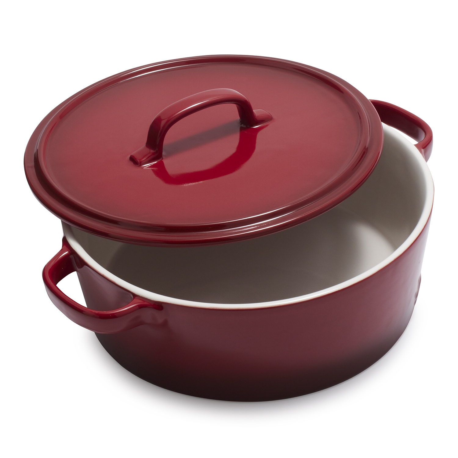 slide 1 of 1, La Marque 84 Oven to Table Round Casserole with Lid, Red, 4.5 qt