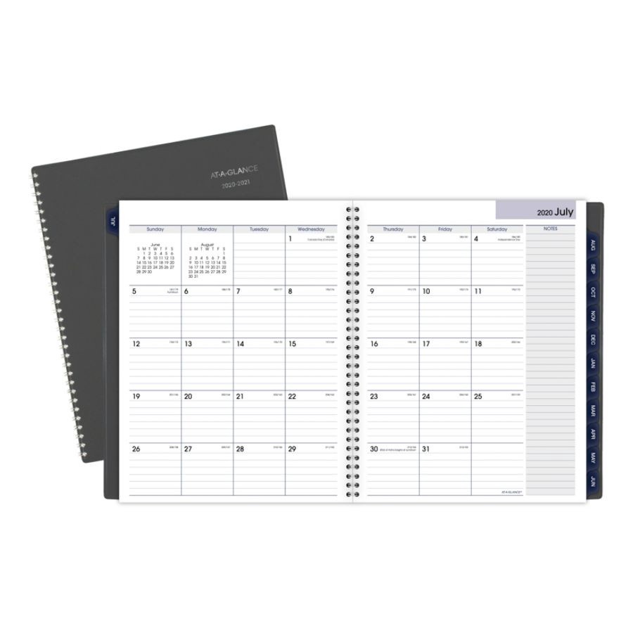 slide 3 of 7, At-A-Glance Dayminder Academic Weekly/Monthly Planner, 8-1/2'' X 11'', Charcoal, July 2020 To June 2021, Ayc54545, 1 ct