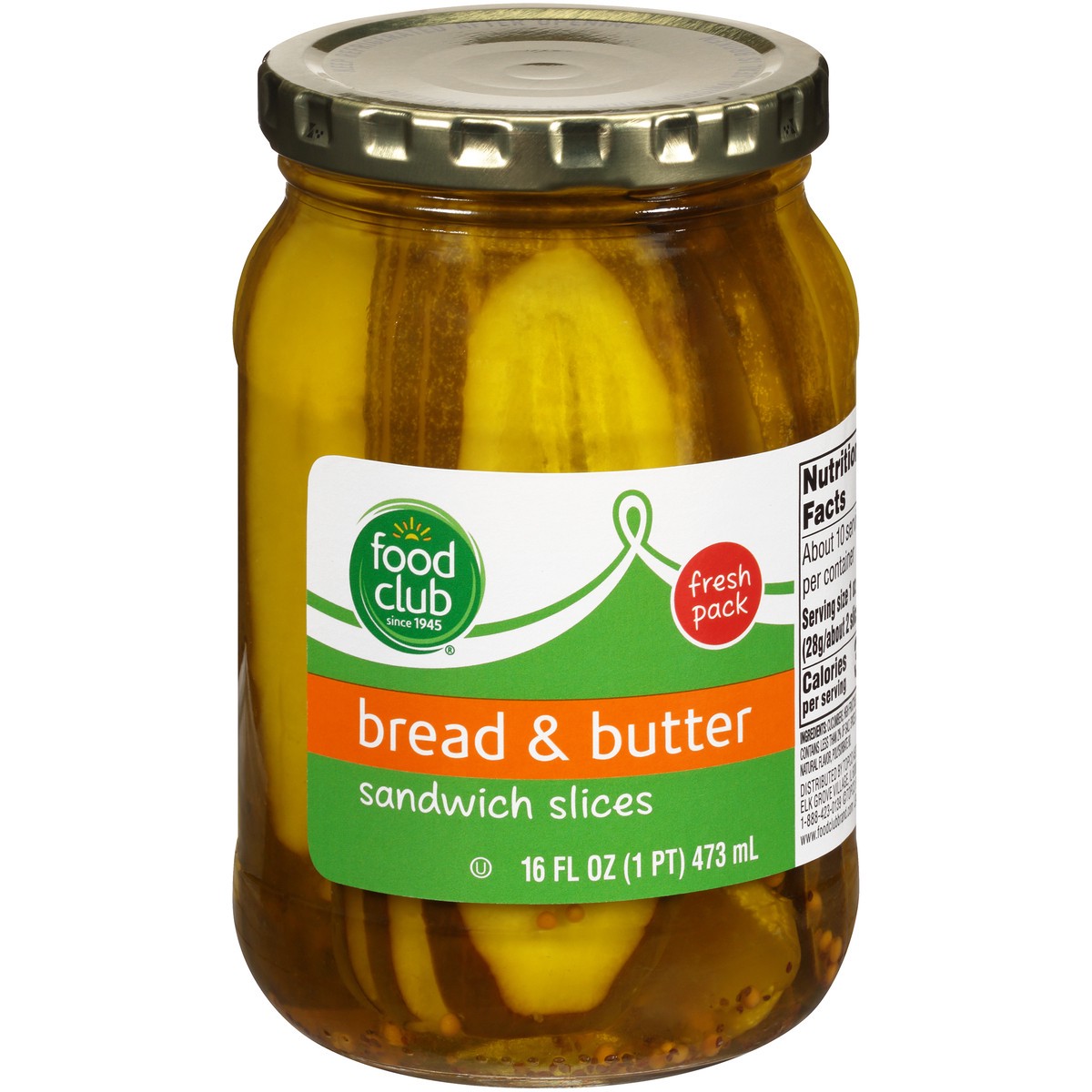 slide 1 of 10, Food Club Bread & Butter Pickle Slices, 16 oz