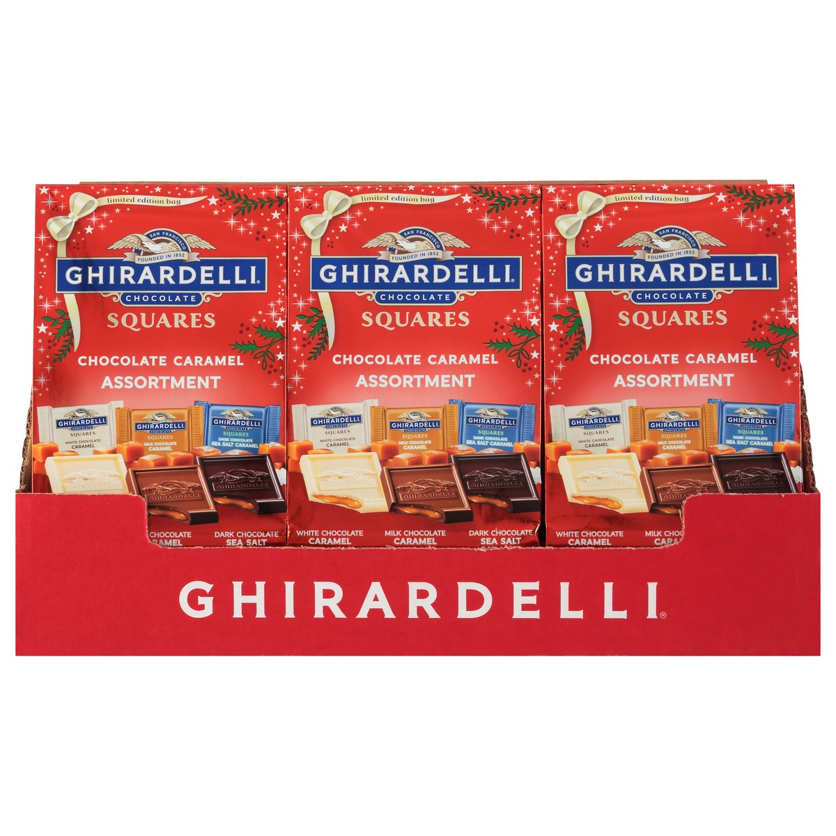 slide 10 of 11, Ghirardelli Holiday Bag Large Chocolate Caramel Assortment, 8.6000004 oz