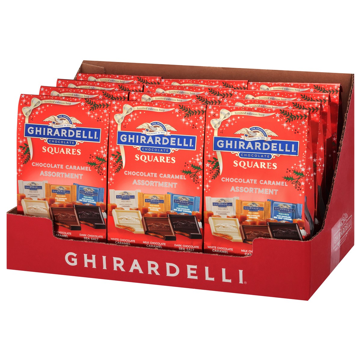 slide 3 of 11, Ghirardelli Holiday Bag Large Chocolate Caramel Assortment, 8.6000004 oz