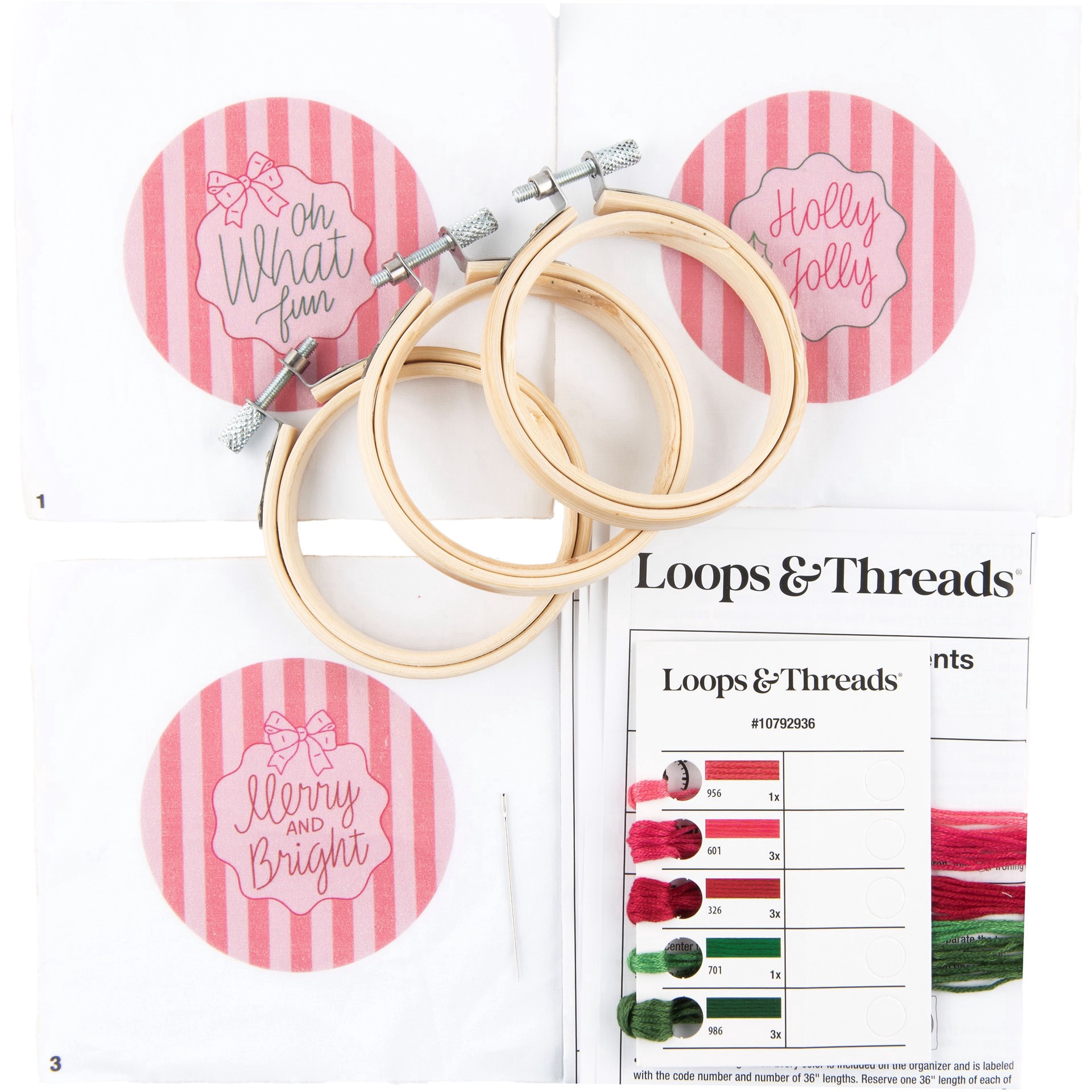 slide 2 of 3, 2.5" Holiday Sentiment Ornaments Embroidery Kit By Loops & Threads, 2.5 in