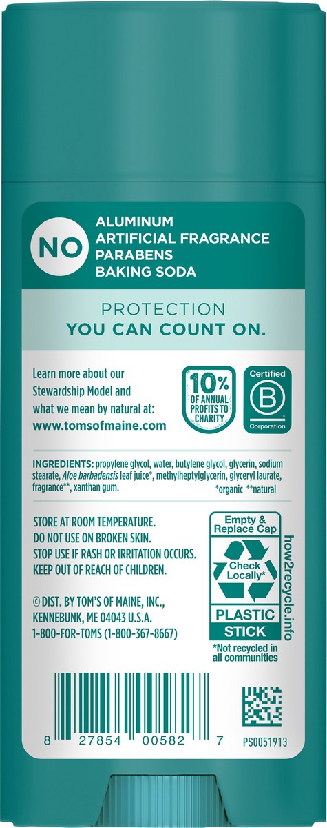 slide 10 of 11, Tom's of Maine Tom’s of Maine Cucumber Aloe Natural Deodorant for Women and Men, Aluminum Free, 3.25 Oz., 3.25 oz