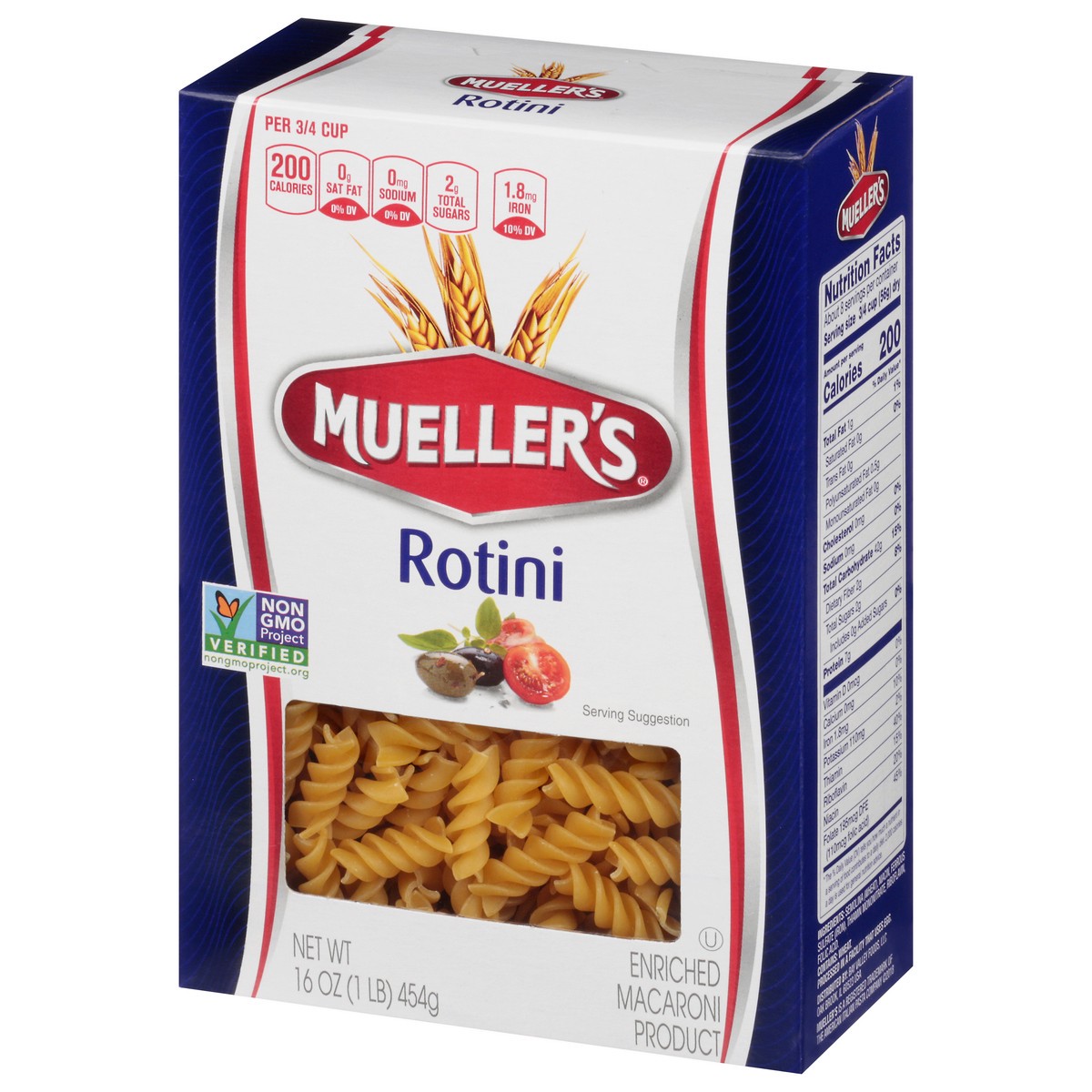 slide 8 of 9, Mueller's Pasta Rotini, 16 oz