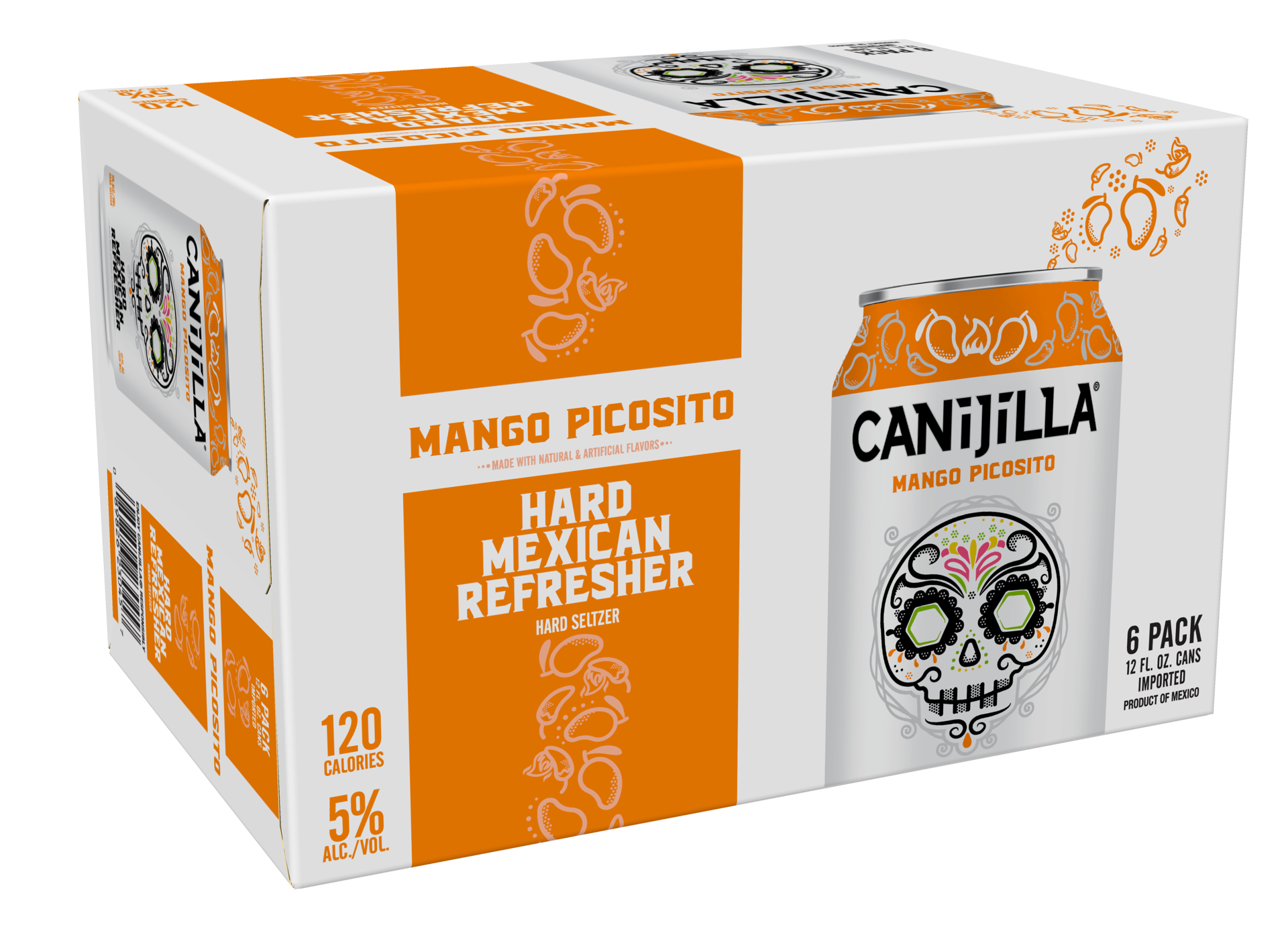 slide 1 of 4, Canijilla Mango Picosito Hard Seltzer, 6 Pack, 12 fl oz Cans, 12 oz