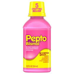 Pepto-Bismol Liquid for Nausea, Heartburn, Indigestion, Upset Stomach, and Diarrhea - Fast Relief for 5 Symptoms, Original Flavor, 12 oz (Packaging May Vary)