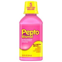 Pepto-Bismol Liquid for Nausea, Heartburn, Indigestion, Upset Stomach, and Diarrhea - Fast Relief for 5 Symptoms, Original Flavor, 12 oz