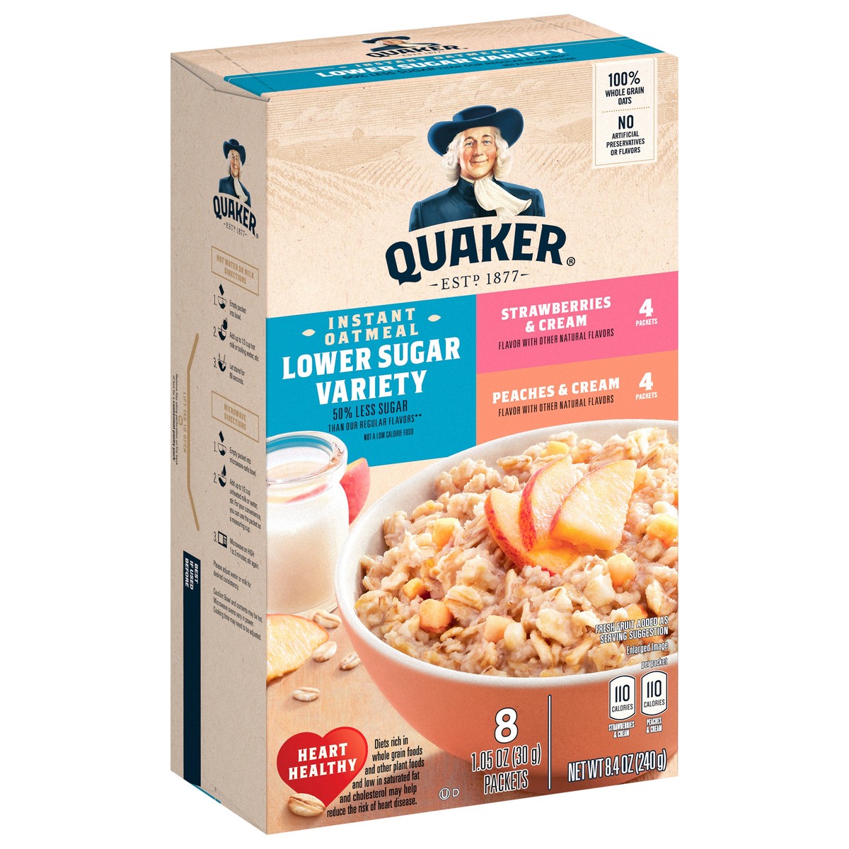 slide 3 of 8, Quaker Lower Sugar Variety Instant Oatmeal 8 ea, 8 ct
