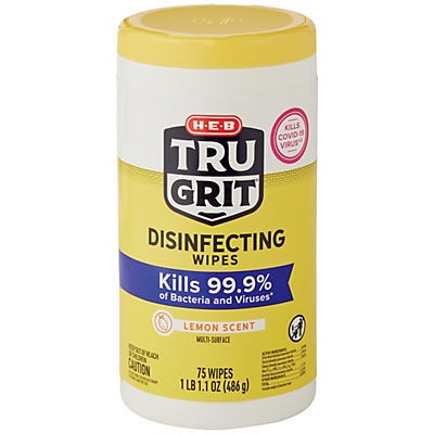 slide 1 of 1, Tru Grit Lemon Scent Disinfecting Wipes Value Pack, 75 ct