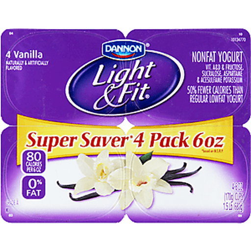 slide 15 of 18, Dannon Light & Fit Vanilla Nonfat Yogurts, 4 ct; 6 oz