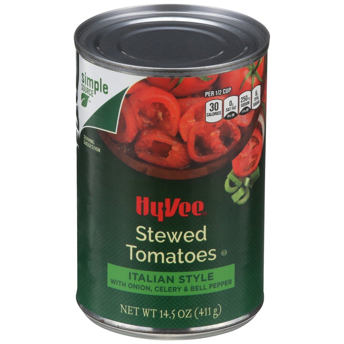 slide 1 of 1, Hy-vee Italian Style With Onion, Celery & Bell Pepper Stewed Tomatoes, 14.5 oz
