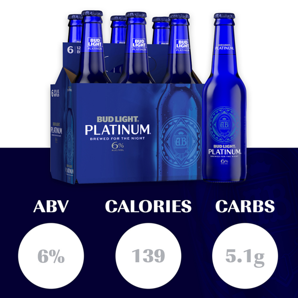 slide 11 of 22, Bud Light Platinum Beer, 6 Pack Beer, 12 FL OZ Bottles, 72 fl oz