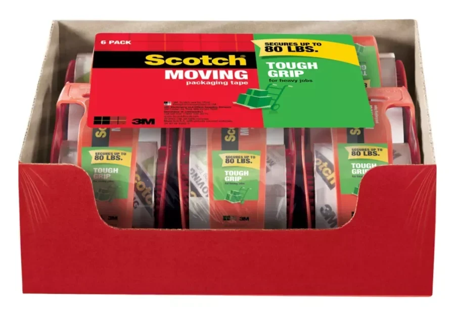 slide 5 of 5, Scotch Tough Grip Moving Packing Tape - Clear, 6 ct
