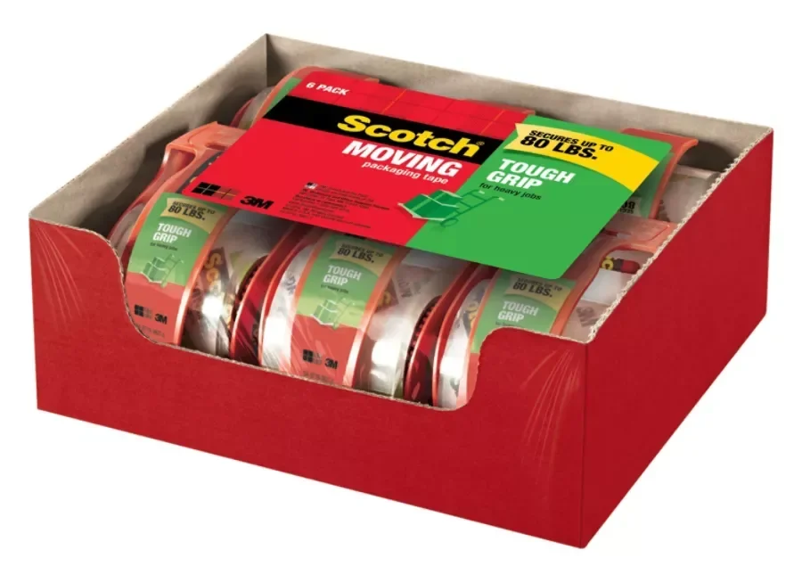 slide 2 of 5, Scotch Tough Grip Moving Packing Tape - Clear, 6 ct
