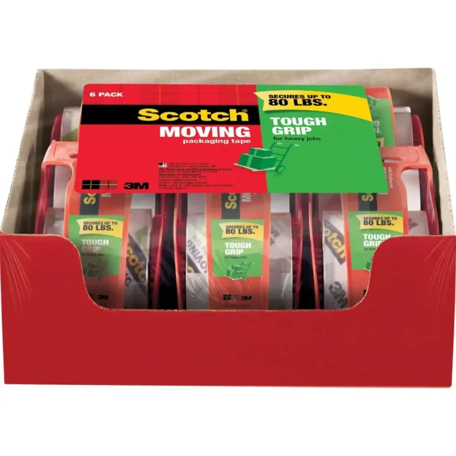 slide 4 of 5, Scotch Tough Grip Moving Packing Tape - Clear, 6 ct