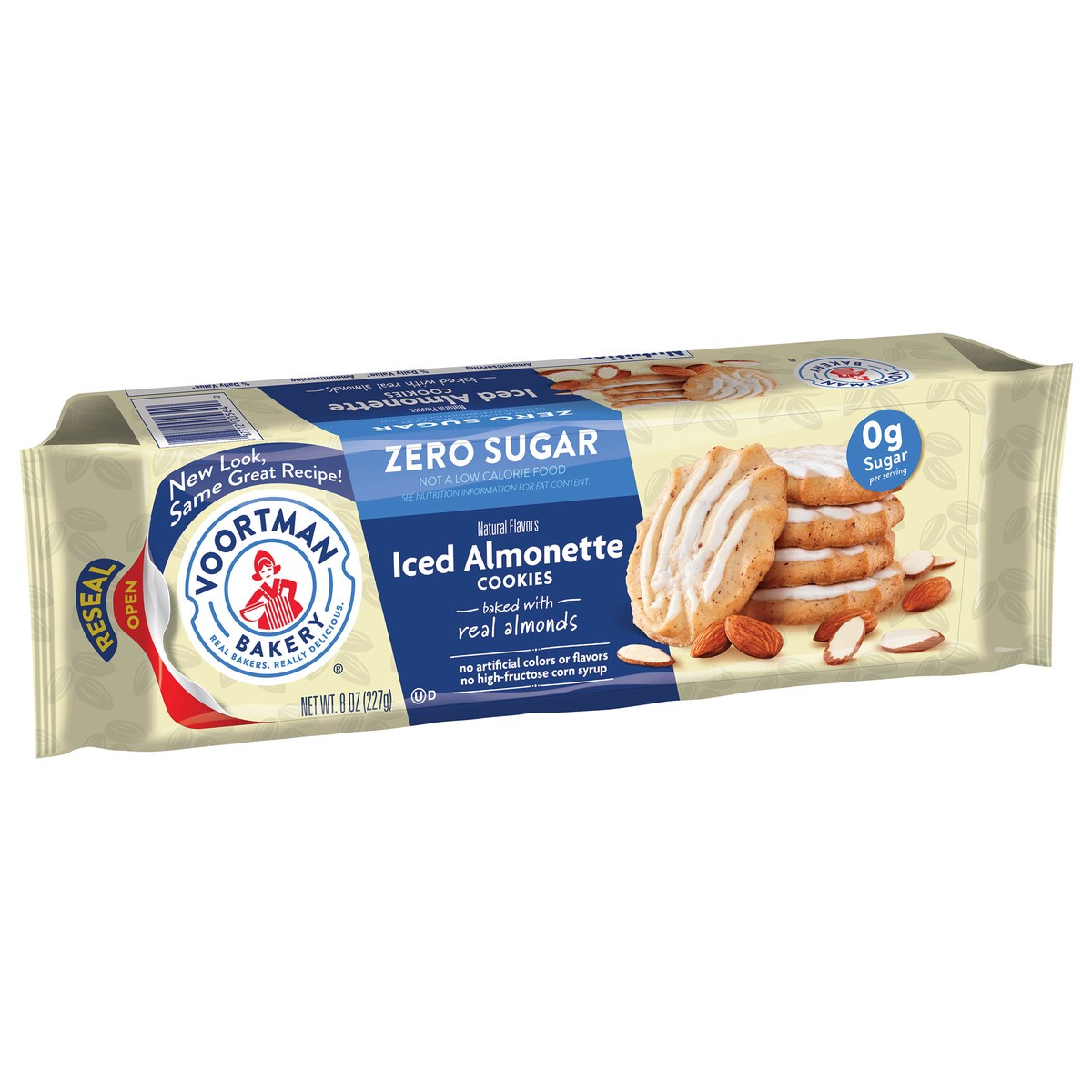 slide 10 of 11, VOORTMAN Bakery Zero Sugar Iced Almonette Cookies 8 oz, 8 oz