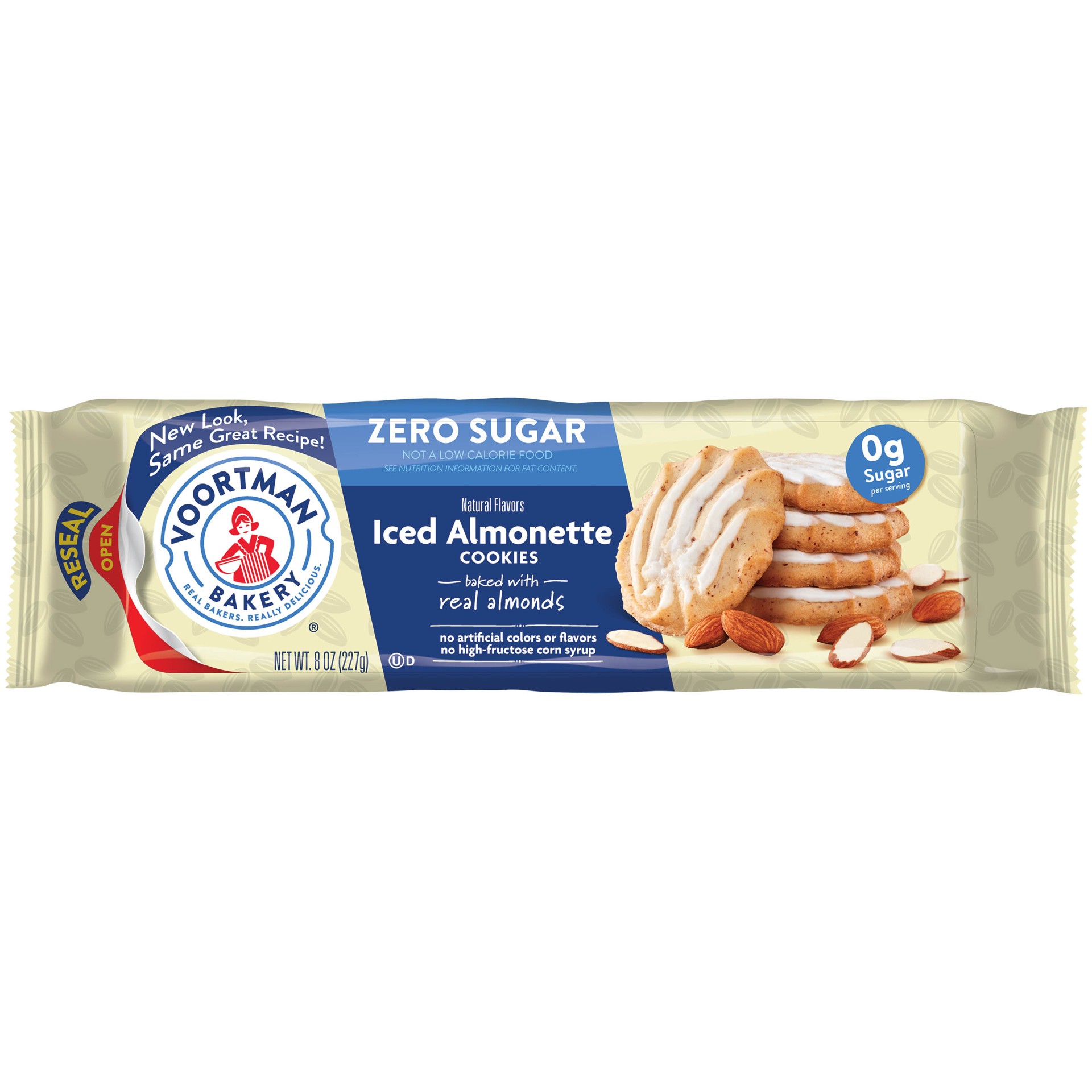 slide 1 of 11, VOORTMAN Bakery Zero Sugar Iced Almonette Cookies - 8 oz, 8 oz