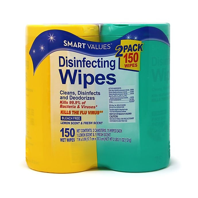 slide 1 of 2, Smart Values Disinfecting Wipes, 150 ct