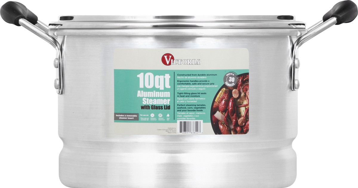 slide 5 of 10, Victoria Aluminum 10 Quart Steamer with Glass Lid 1 ea, 10 qt