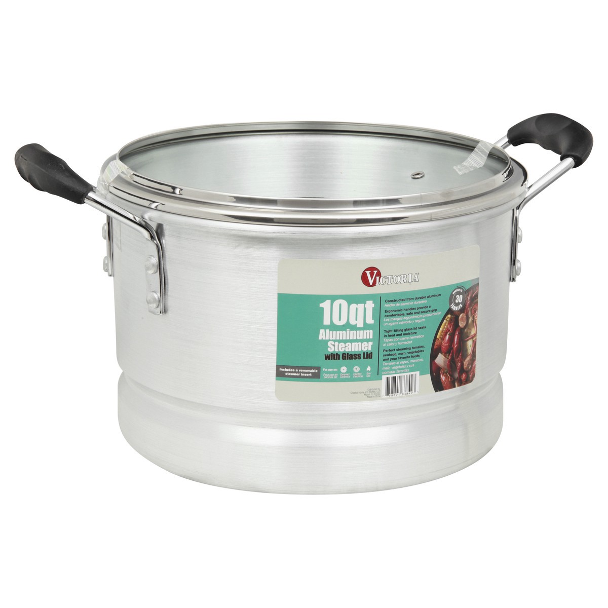 slide 6 of 10, Victoria Aluminum 10 Quart Steamer with Glass Lid 1 ea, 10 qt