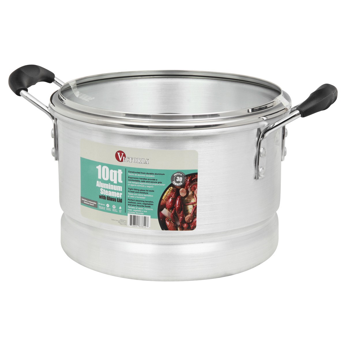 slide 7 of 10, Victoria Aluminum 10 Quart Steamer with Glass Lid 1 ea, 10 qt