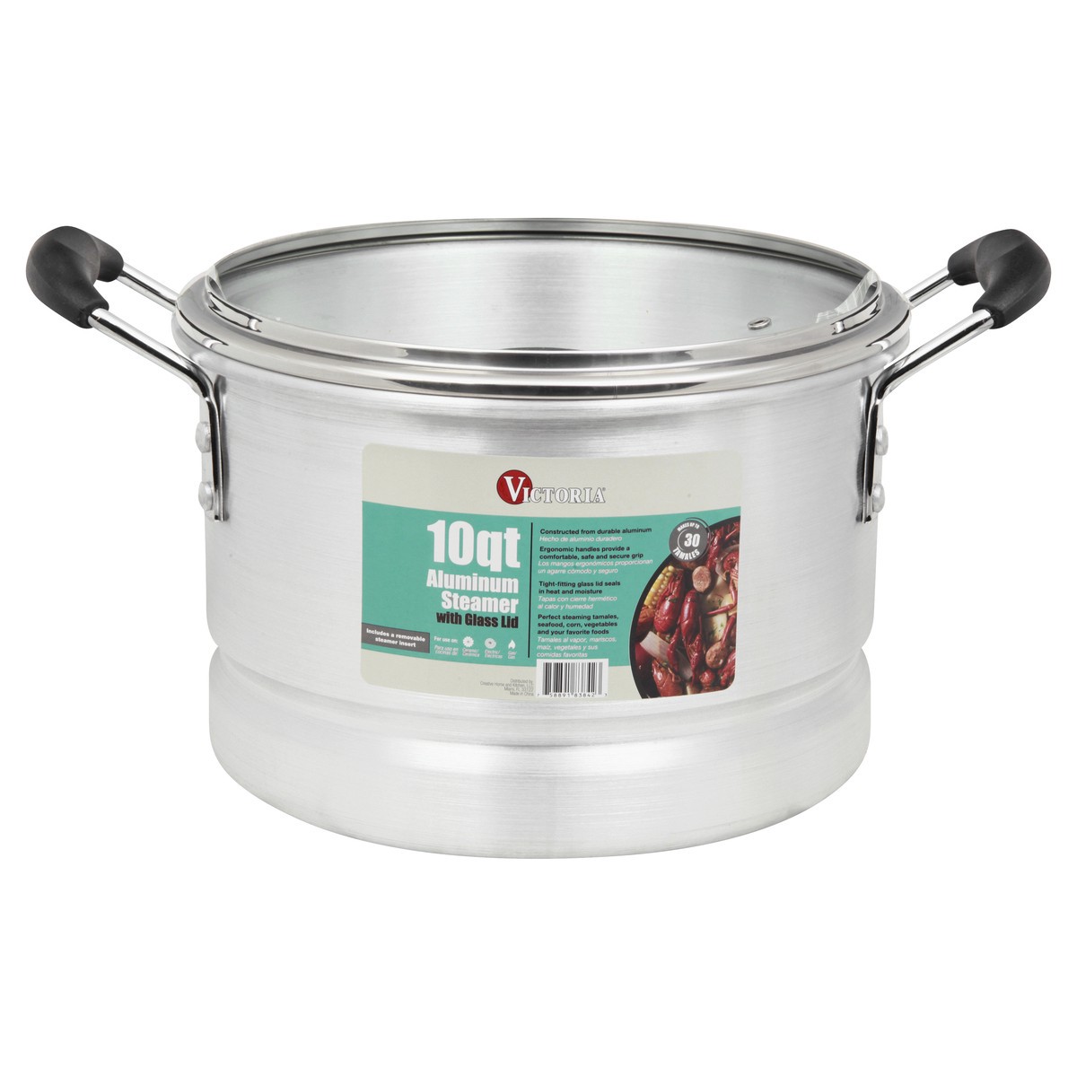 slide 1 of 10, Victoria Aluminum 10 Quart Steamer with Glass Lid 1 ea, 10 qt